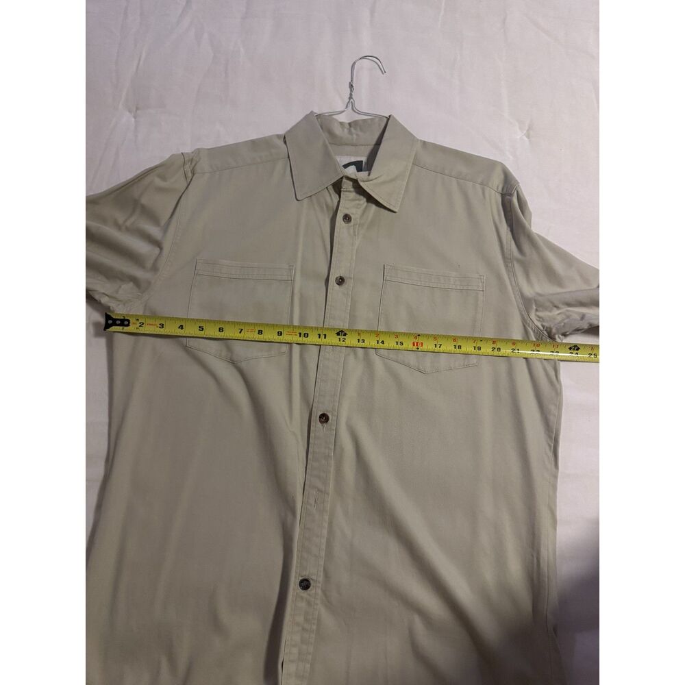 Mens Medium Mountain Khaki Tan Long Sleeve Utility Work Shirt 100% Cotton VGUC - Picture 8 of 10